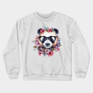 Watercolor Floral Panda Crewneck Sweatshirt